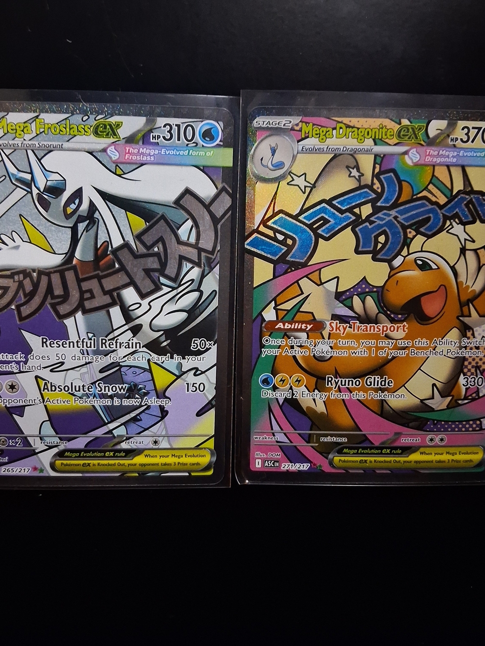 Pokémon Mega Froslass EX 265/217 Mega Dragonite EX 271/217.